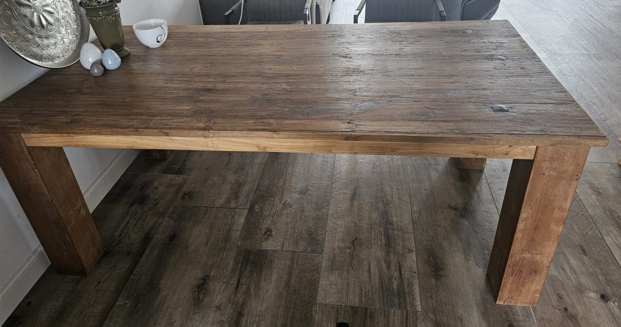 Teakhouten eettafel 200x100