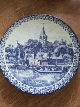 Delfst blauw Chemkefa wandbord "Lente"