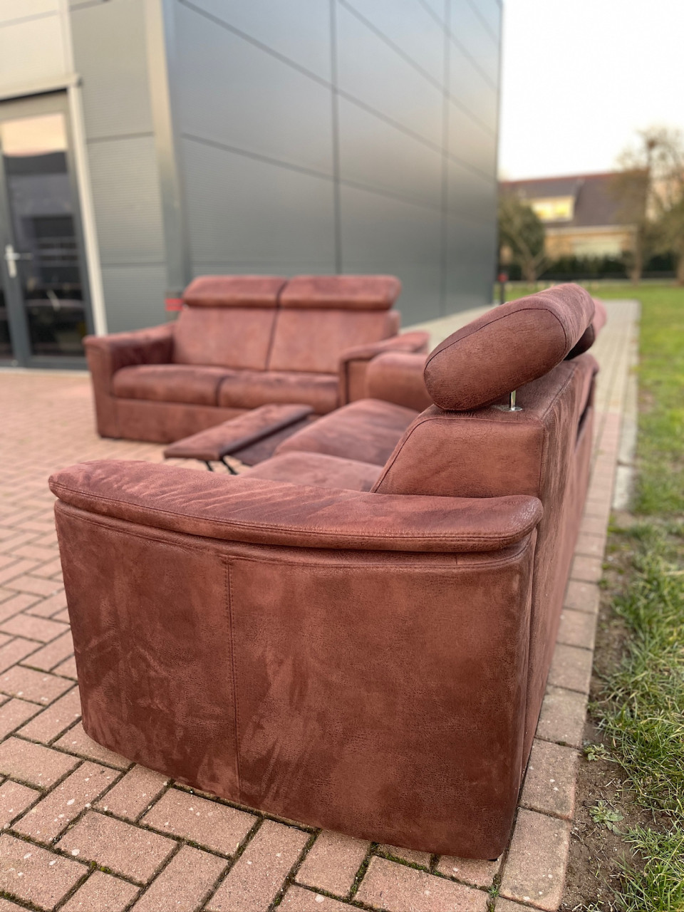 GRATIS LEVERING HEEL NL 3 + 2.5-zits Stof Suede Relax Bankstel