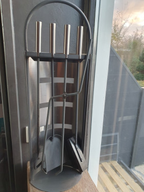 Mooi zgan RVS groot openhaard stel in zeer goede staat...