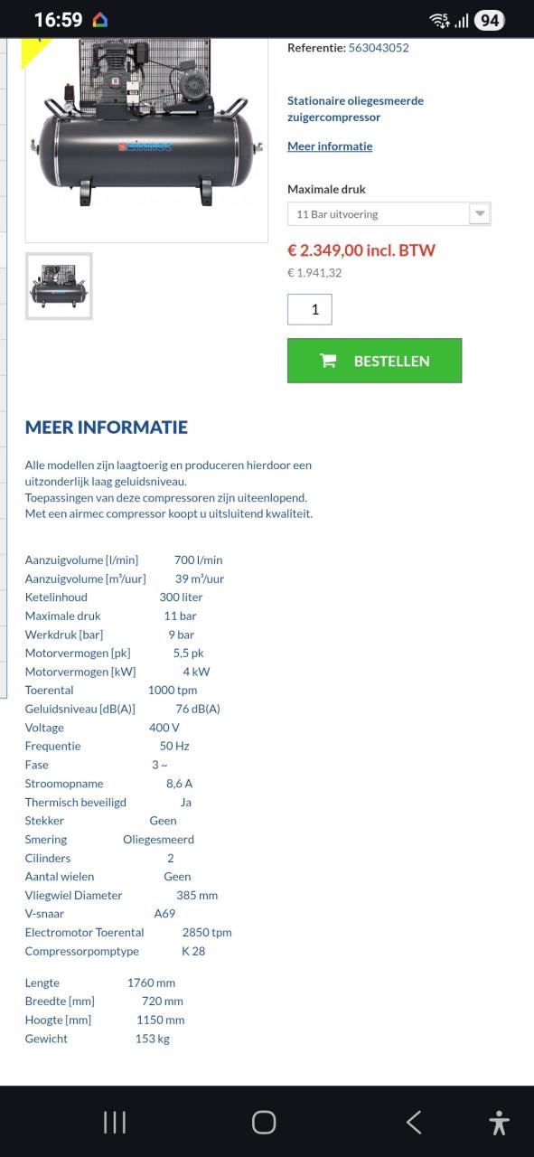 Compressor airmec GTF305