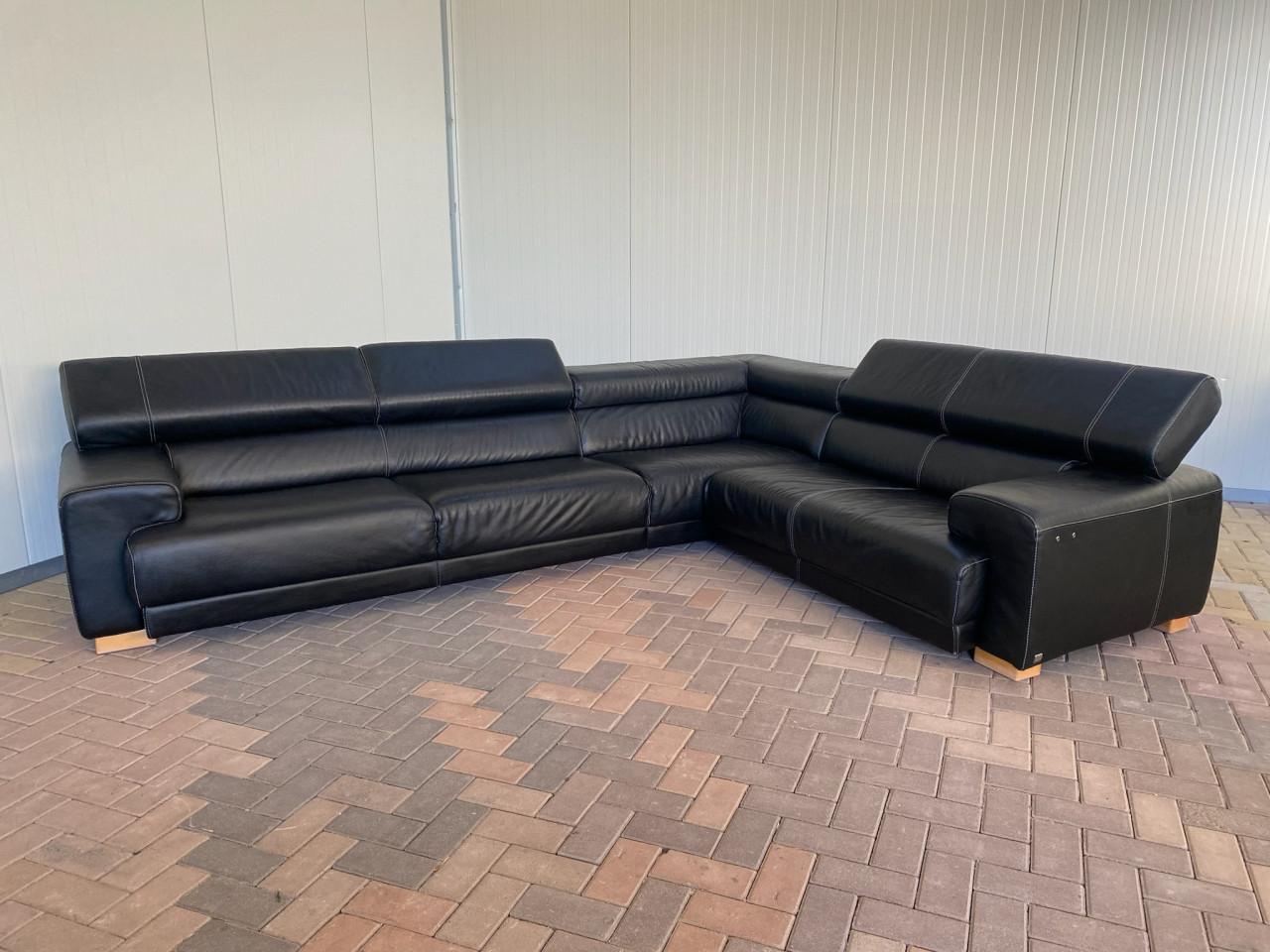 Callia Italia Zwart Leren Hoekbank – Gratis Levering NL & BE