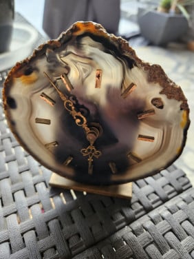 Prachtige vintage JUNGHANS Agaatstenen Bureau/ tafelklok....