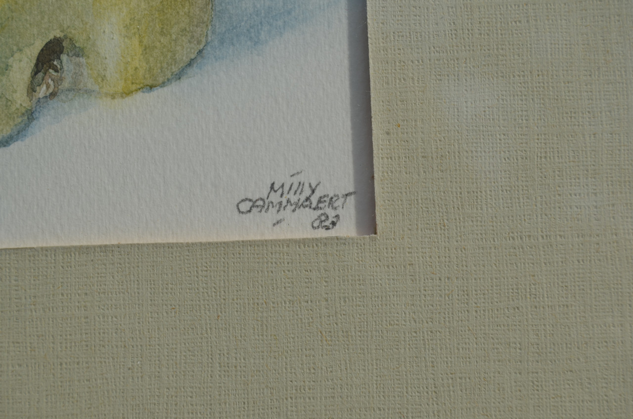 Aquarel 'Appel' Milly Cammaert '83 in goede staat.