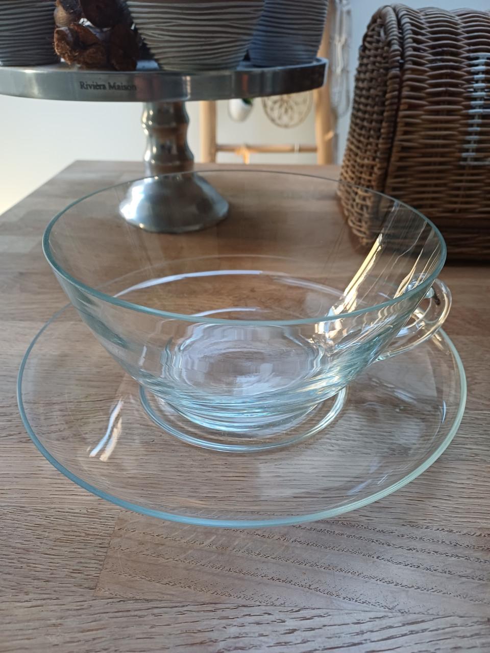 Glazen KOP + SCHOTEL: leuk met kerstdecoratie op TAFEL