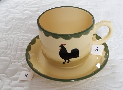 Kip en haan servies: 1 soepkop + 1 schotel