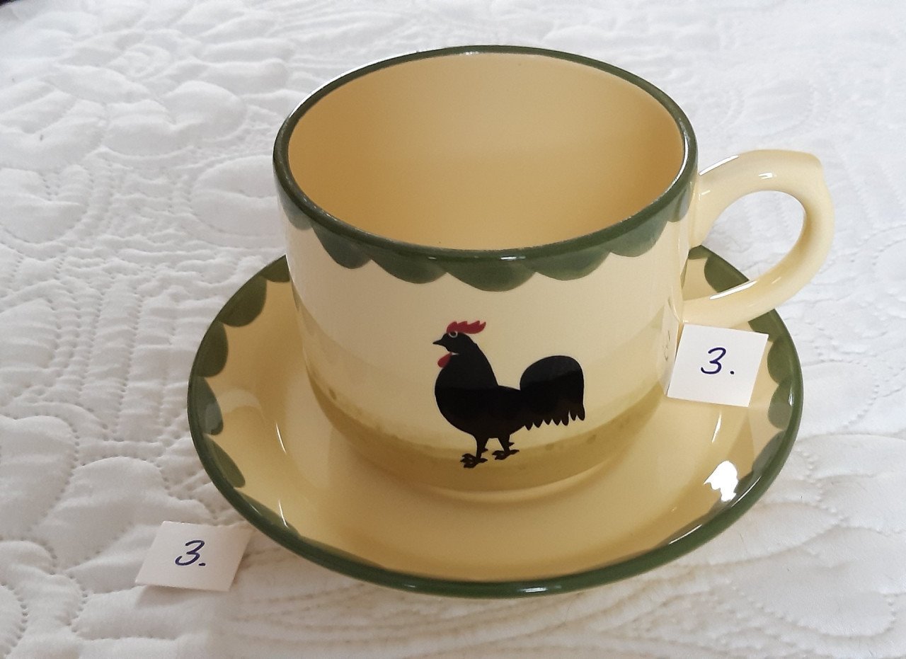 Kip en haan servies: 1 soepkop + 1 schotel
