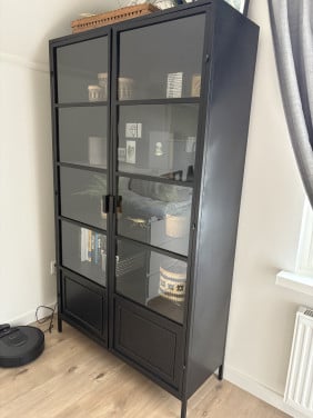 Woood metalen vitrinekast Ronja XL kleur zwart 2