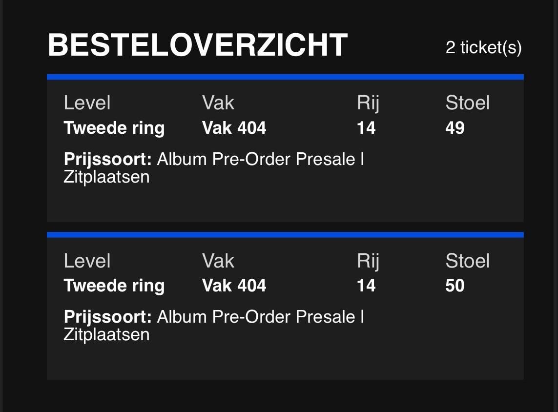 Harry Styles Concert - 20 mei - Twee zitplaatsen