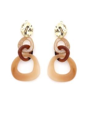 Oorclips bruin gekleurd design en een goudkleurig oor stukje