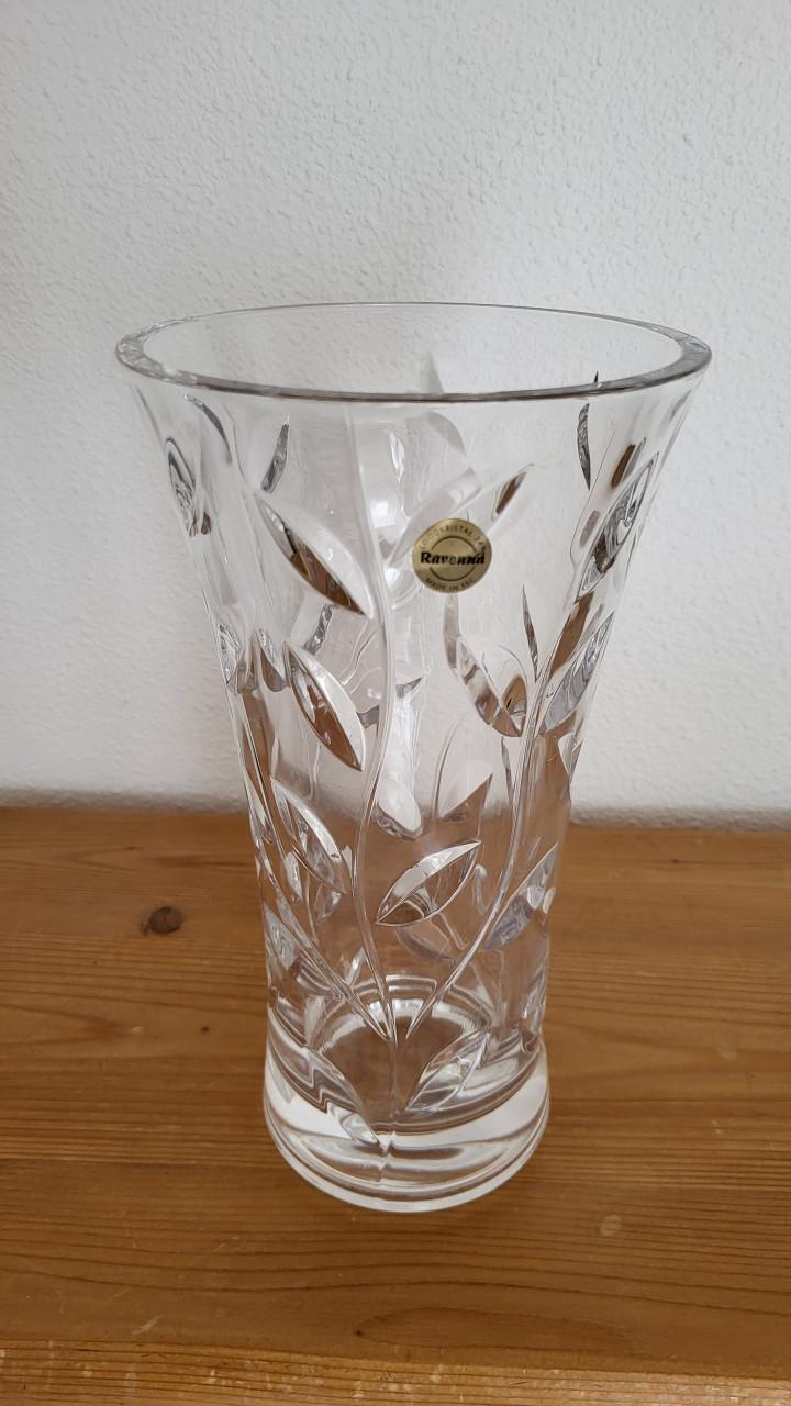 Ravenna zware loodkristallen vaas met bladmotief