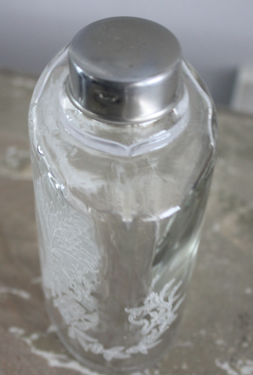 Flesje transparant met transparant witte bloemen print