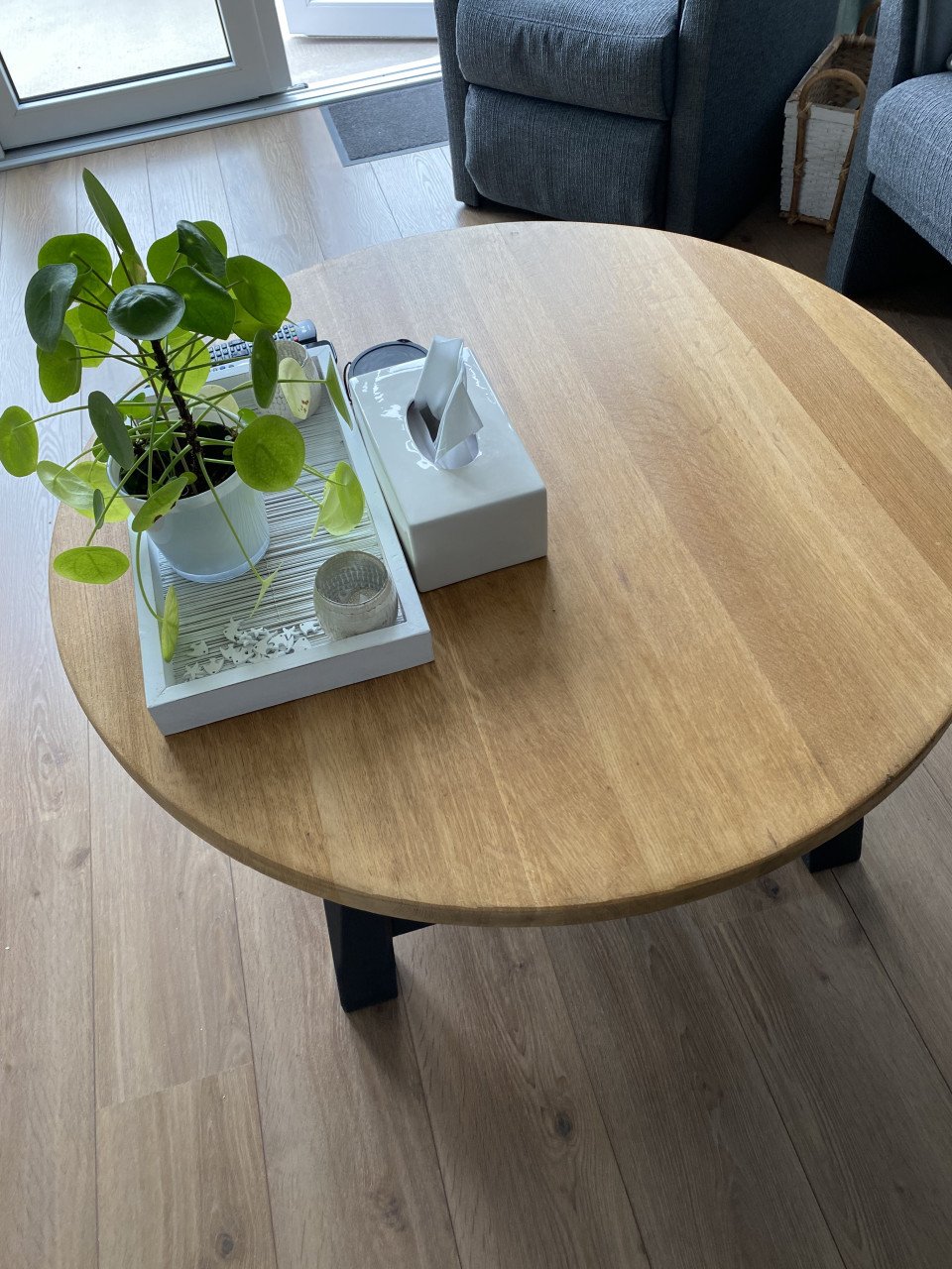 Salontafel eiken 100 cm rond 51 hoog