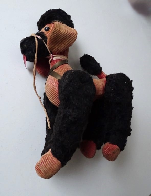 Oude Vintage Poedel Knuffel pop hond