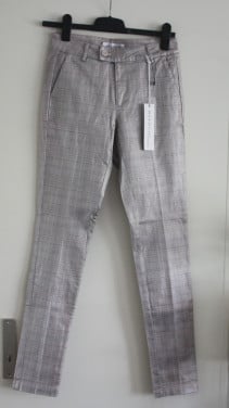 Nieuwe glanzende geruite grijze broek  maat 34