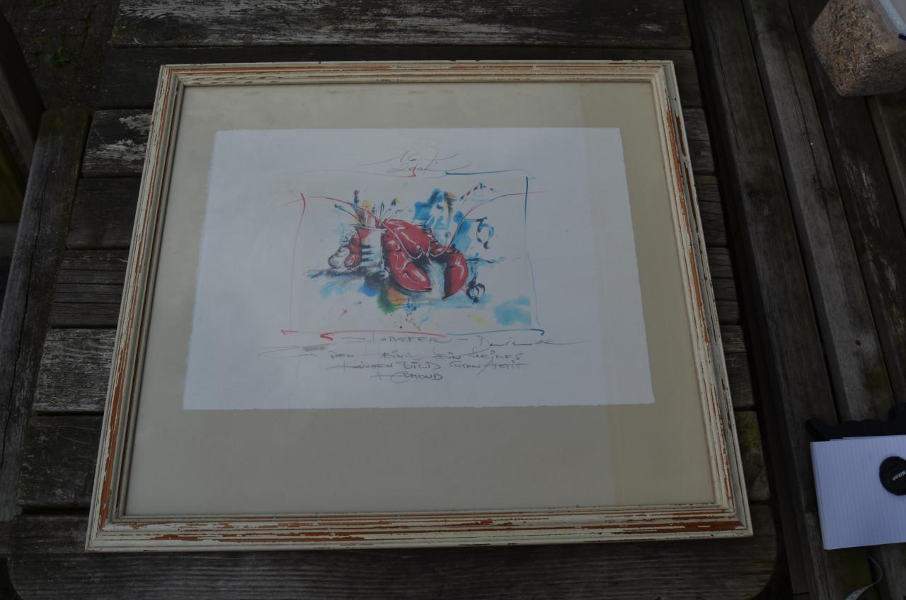 Grote litho 'Kreeft" gesigneerd 'Edmond'