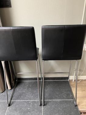 Set barkrukken verchroomd zwart skai