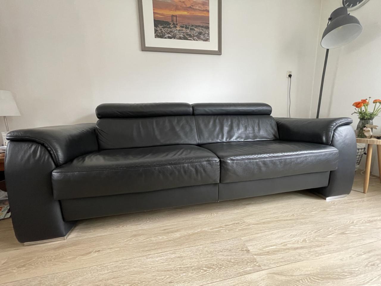3 zitsbank zwart leder
