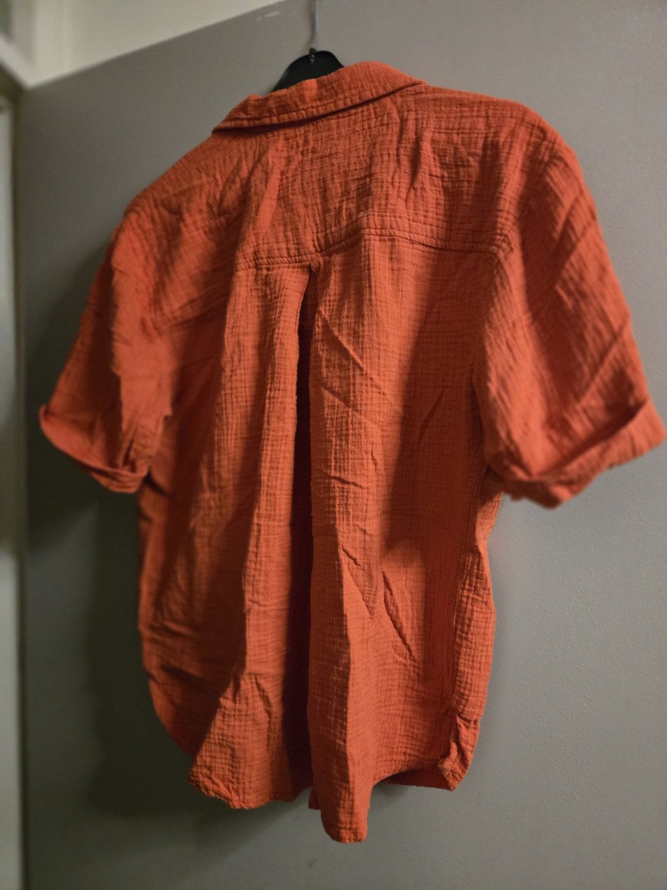 Setje van oranje blouse en short Hema Maat L  Krinkelstof 100% katoen