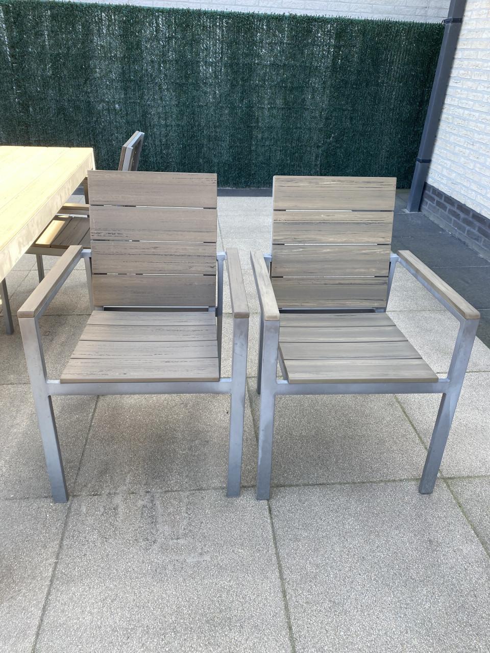 Tuintafel met 6 stapelbare stoelen