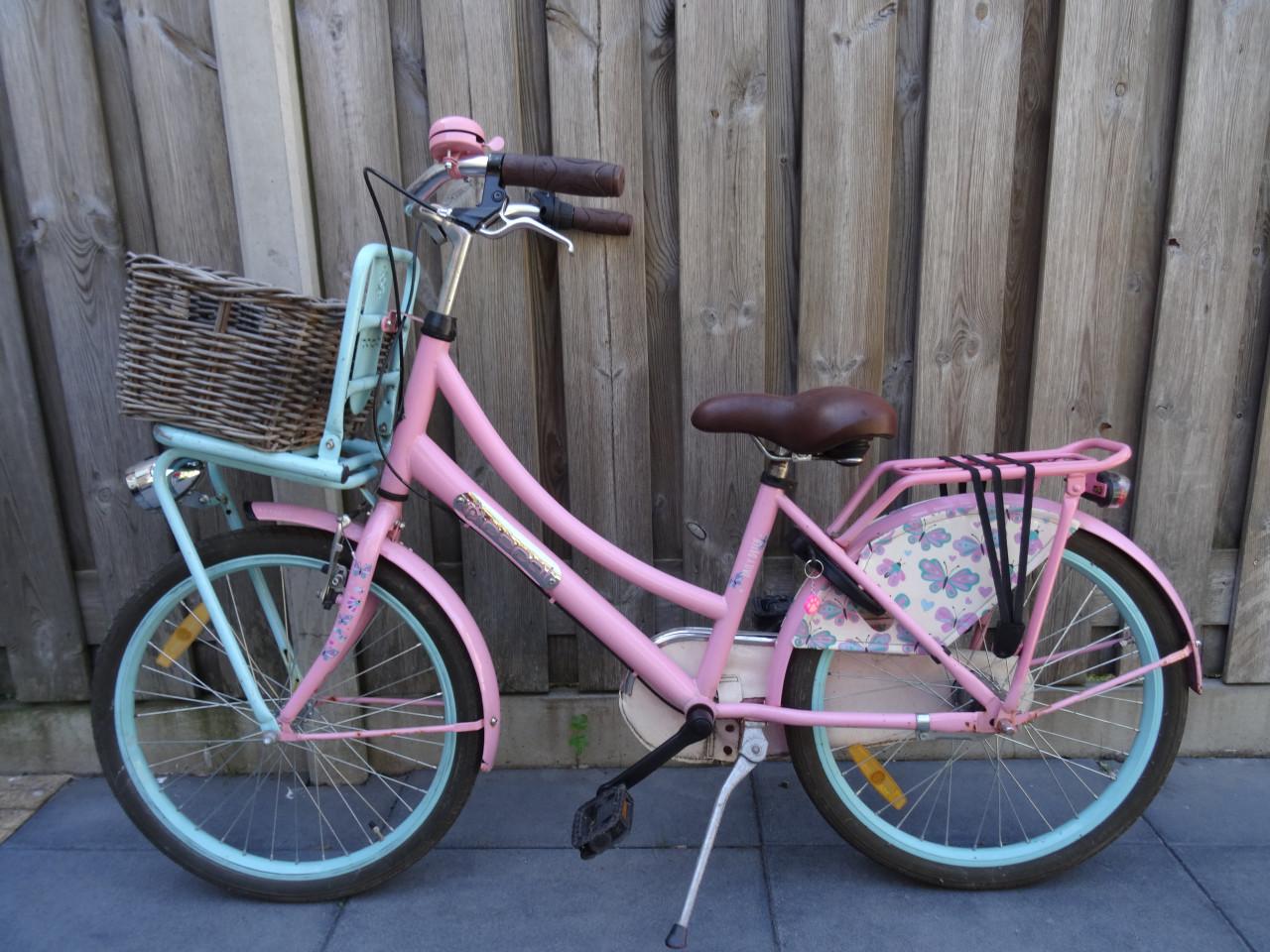 🌸 Popal Daily Dutch Meisjesfiets – 22 inch | Roze / Lichtblauw 💗🩵