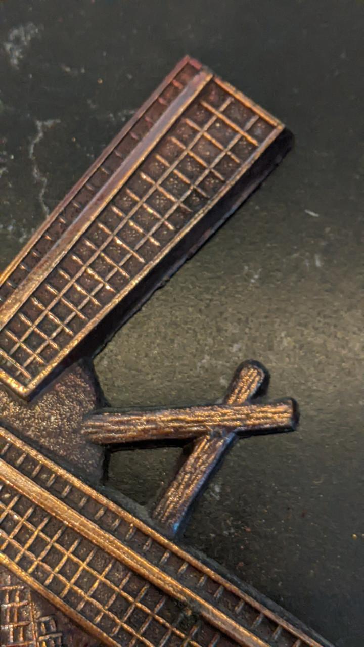 Koperen thermometer hanger.Molen en stelletje