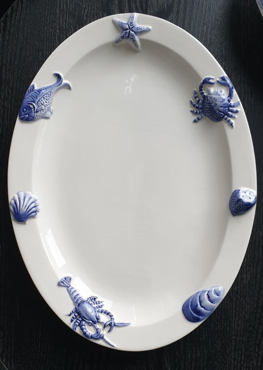 3 Prachtige schalen met visafbeeldingen 31, 28,5 en 18 cm doorsnede