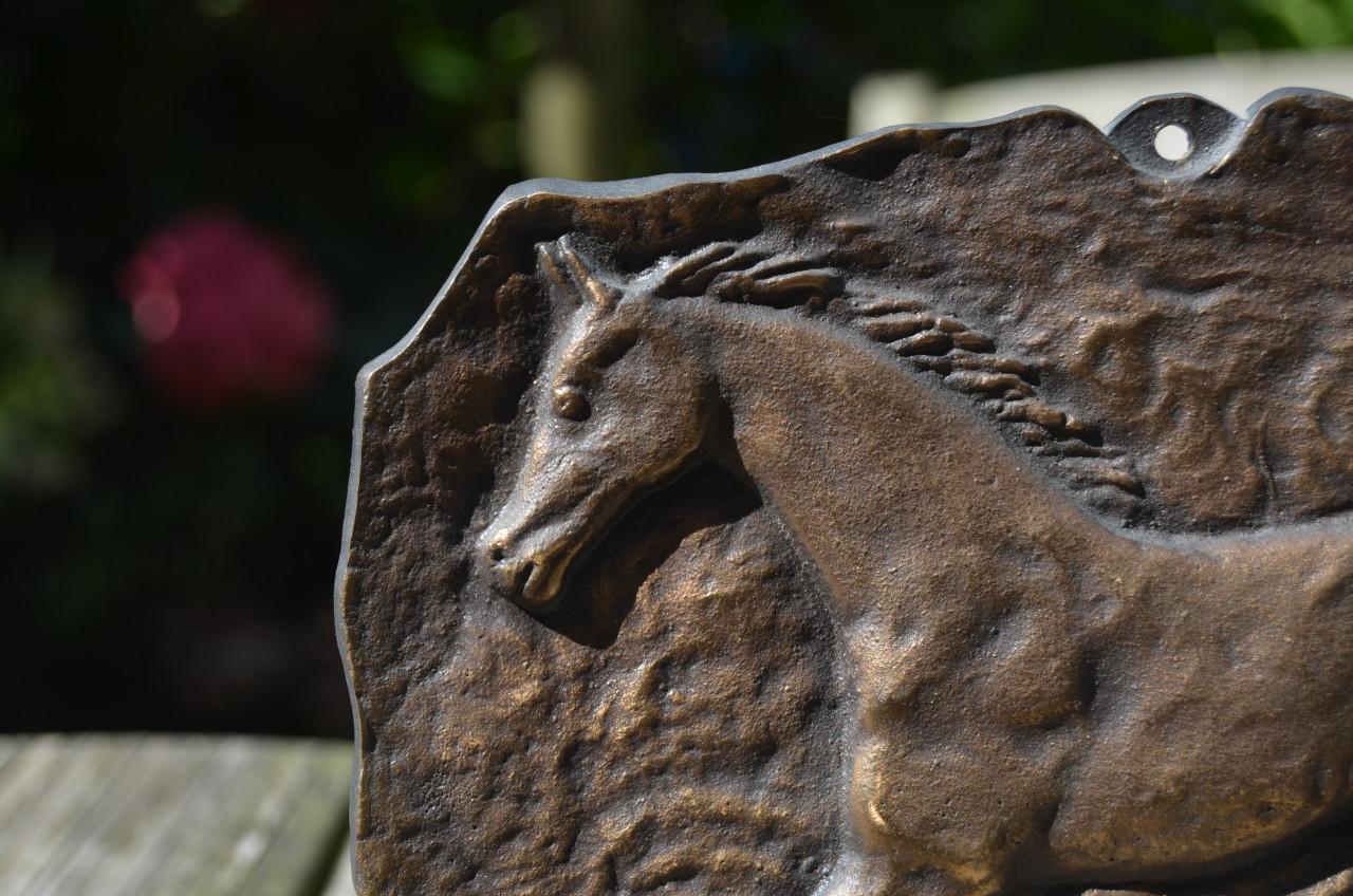 Plaquette van een dravend paard, mooie kwaliteit!