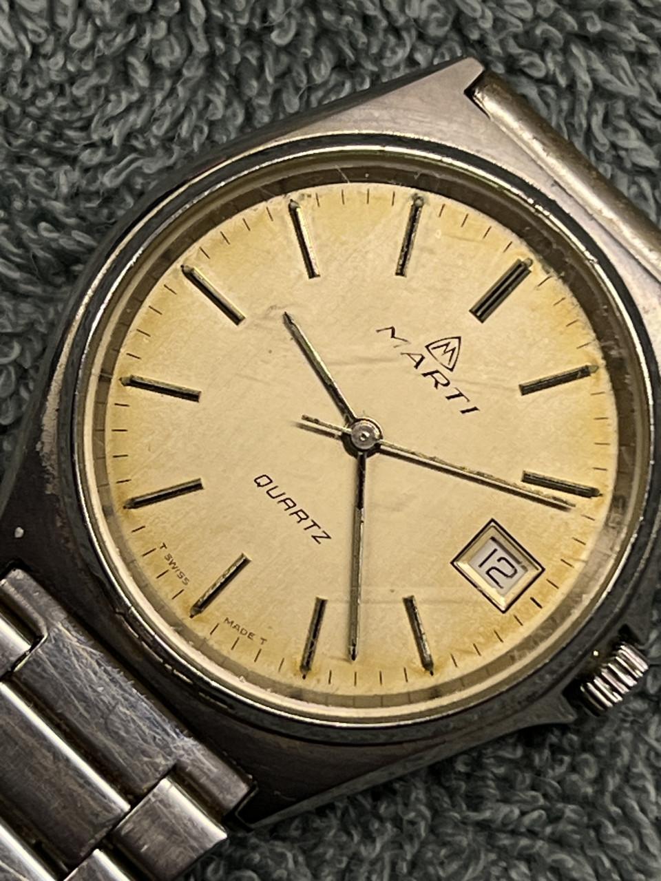 MARTI heren horloge met datum swiss made Moet nieuwe batterij in