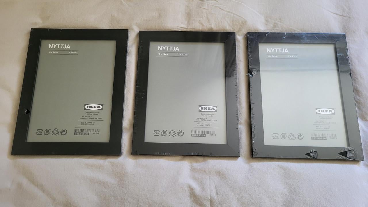 Set van 3 zwarte IKEA NYTTJA fotolijsten 27,5 x 21,5 cm - NIEUW