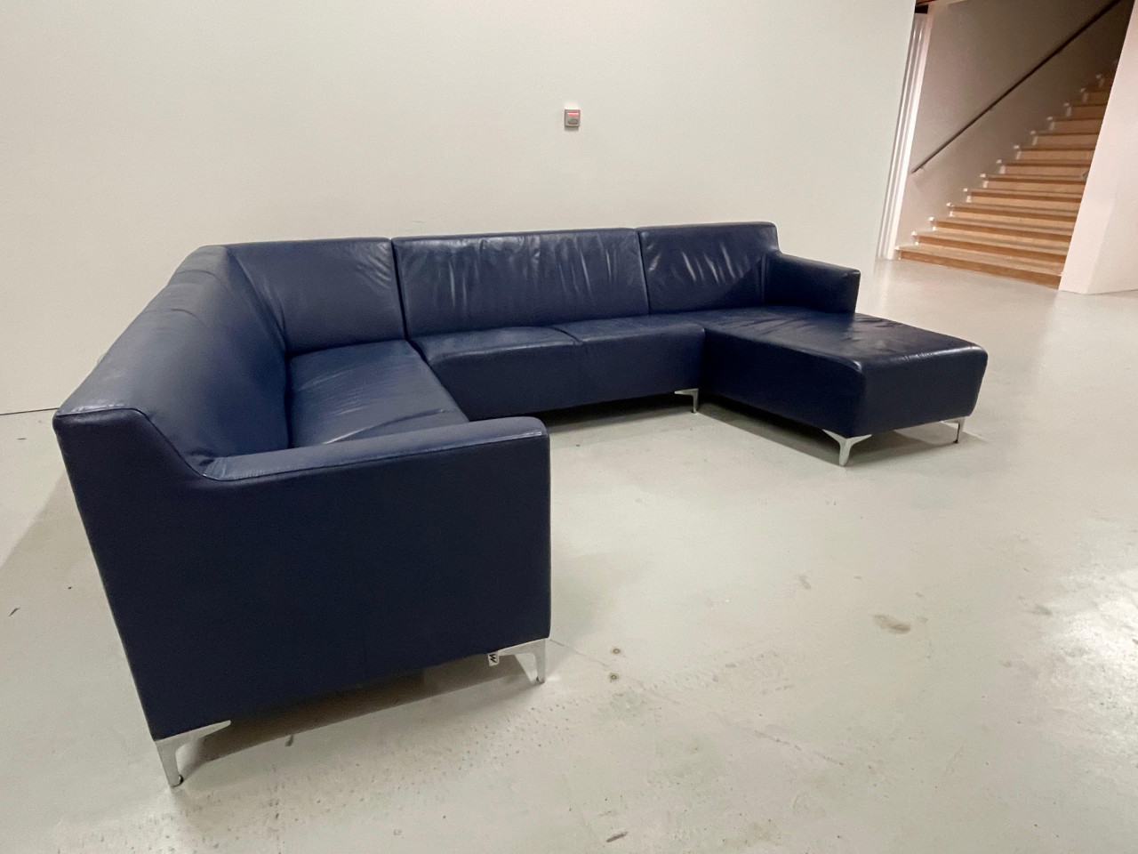GRATIS LEVERING HEEL NL Montel Blauw Echt Leer U-Bankstel