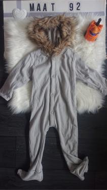 Onesie grijs bont (NIEUW) maat 92
