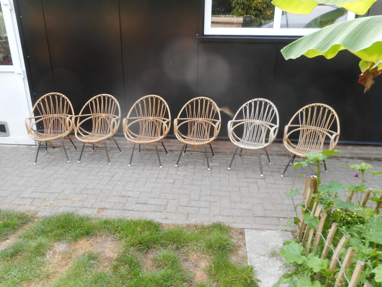 6 vintage tuinstoeltjes jaren 60 Gereserveerd!!!!!!!!!