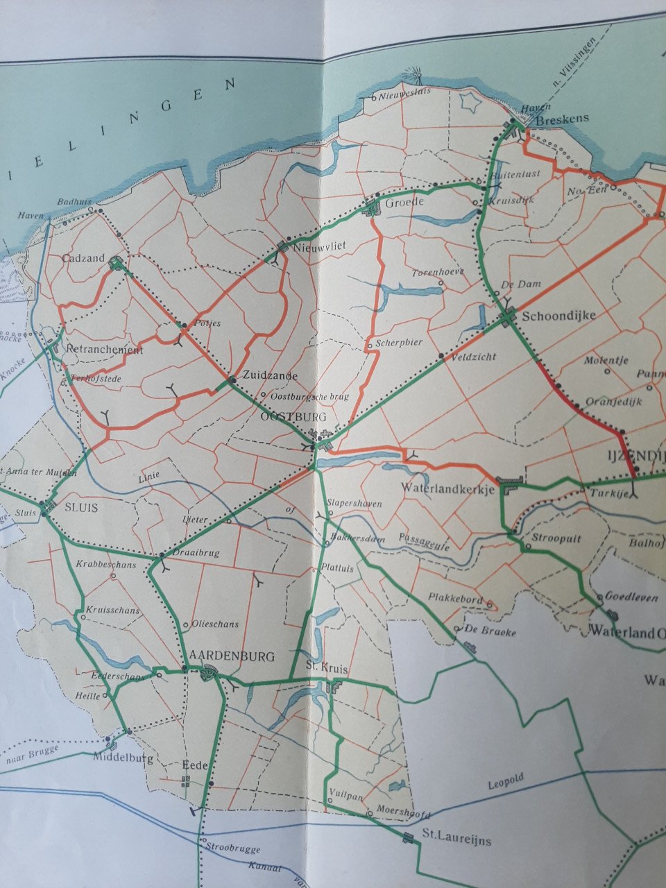 Kaart van Zeeuwsch-Vlaanderen uit 1926