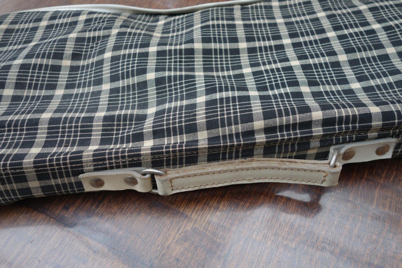 Originele katoenen vintage geruite tas voor tennisracket