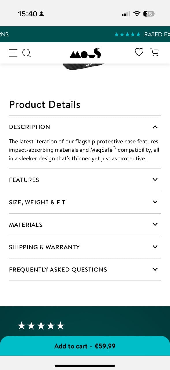 Mous iPhone 16 Pro Limitless 6.0 Aramid Fibre case