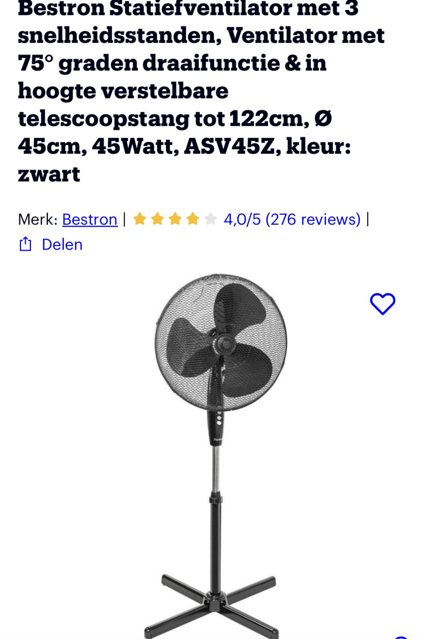 2x BESTRON Zwarte Ventilator 3 standen NIEUW!!!
