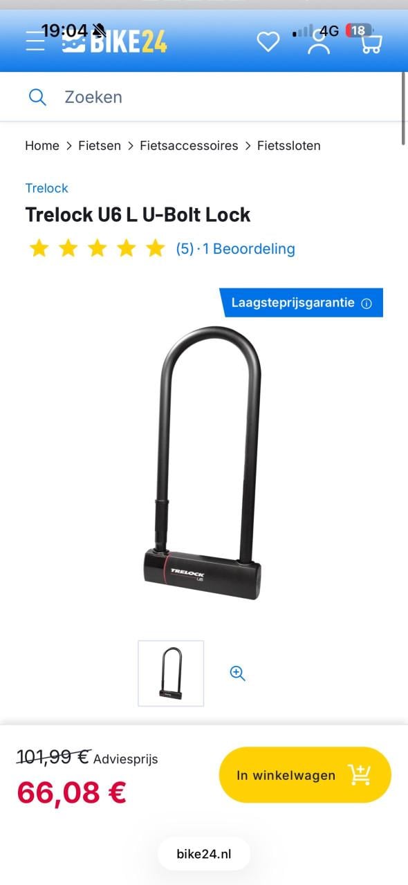 Trelock u6 fietsslot beugel