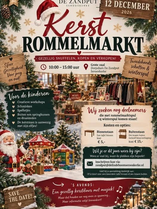 Kerstbraderie-rommelmarkt zaterdag 12 december deelnemers gezocht