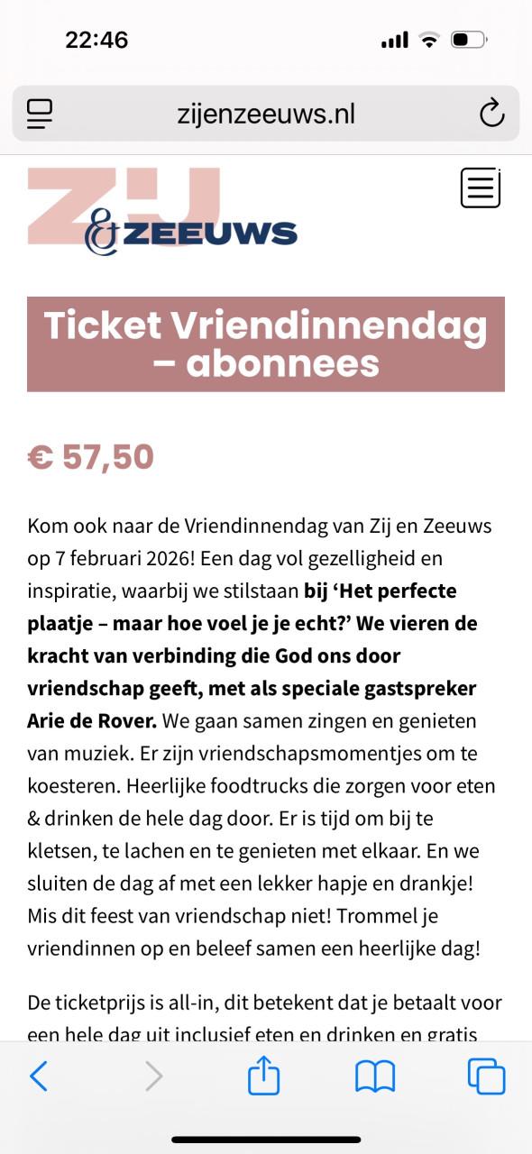 Te koop! Ticket Vriendinnendag Zij en Zeeuws!