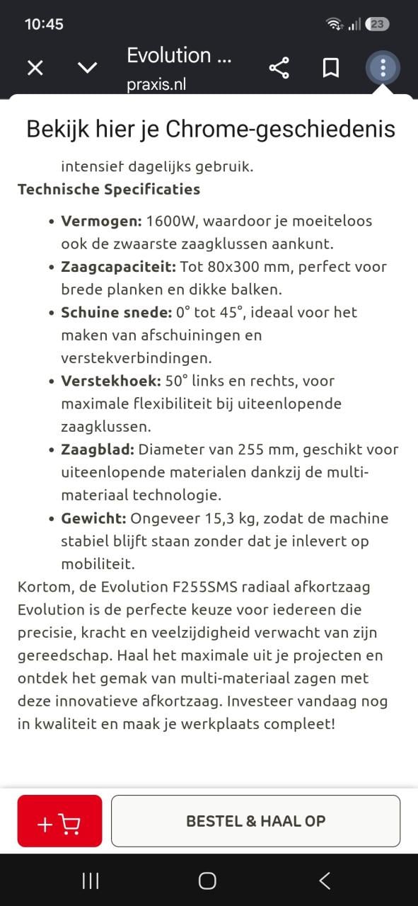 Afkortzaag (multimaterialen)met ondestel