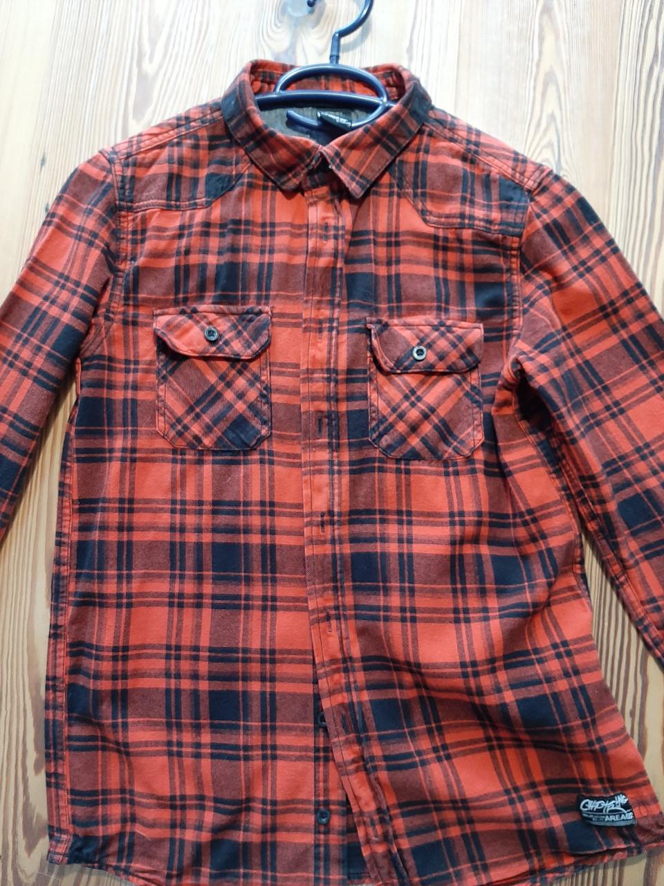 FLANNELEN  JONGENS  OVERHEMD BLOUSE - MAAT 158 / 164 -  ROOD / ZWART