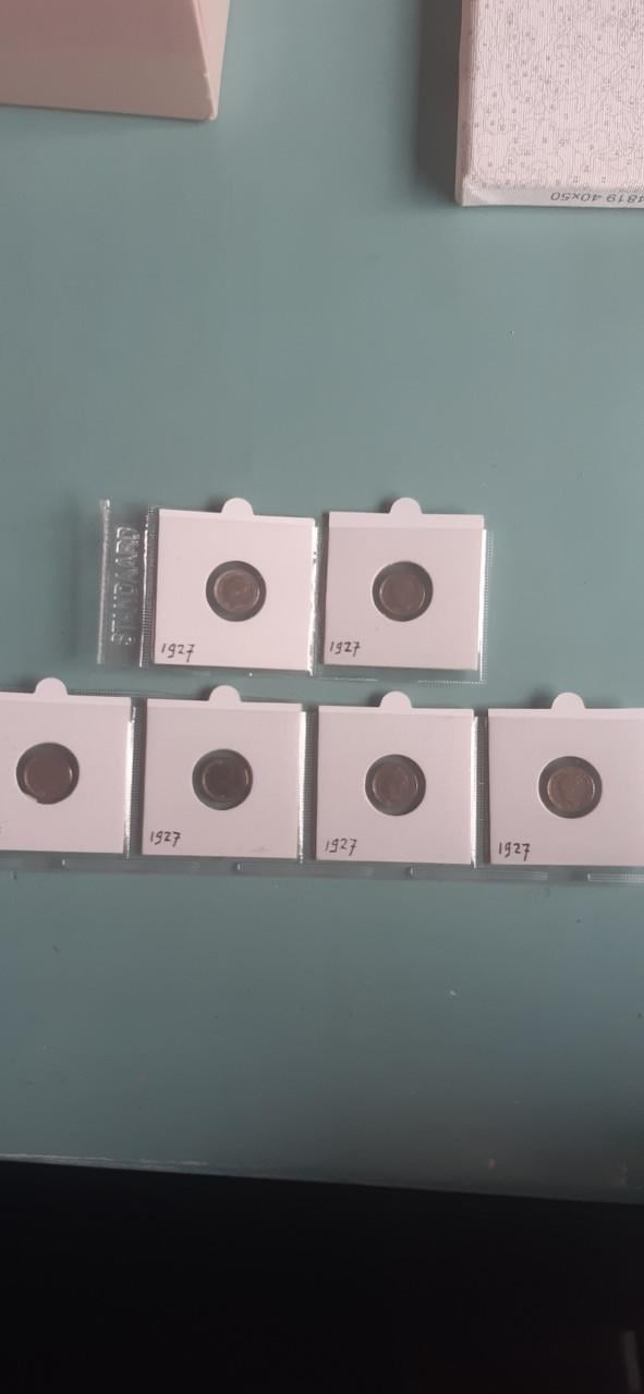 Zilveren dubbeltjes wilhelmina 1927 6 stuk