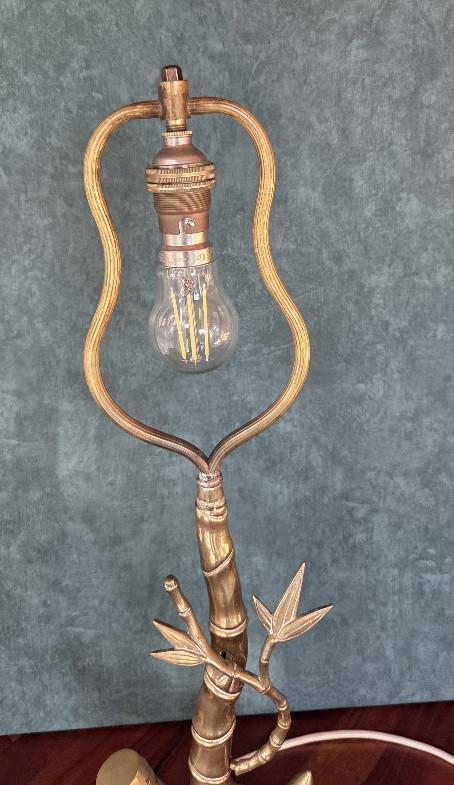 Vintage Messing Tafellamp -Bamboe stijl