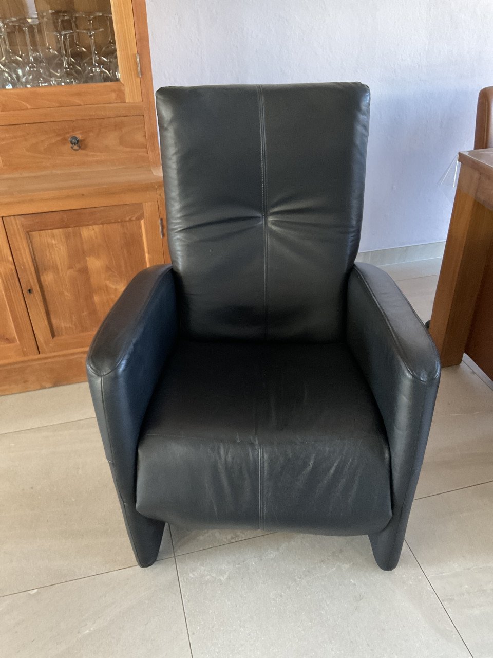 Zwarte leren relax stoel