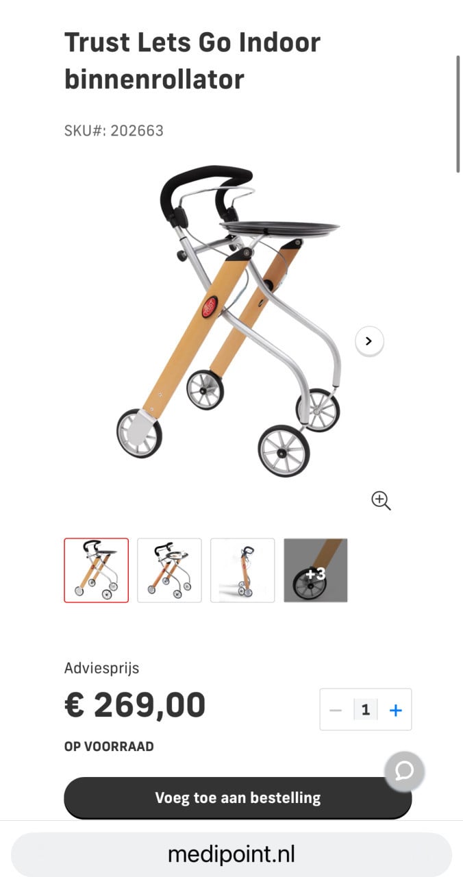 Trust Lets Go Indoor binnen rollator nieuwprijs €269,-