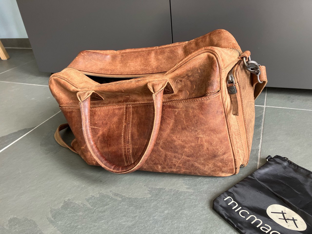 Micmac Bags leren luiertas Oklahoma cognac bruin
