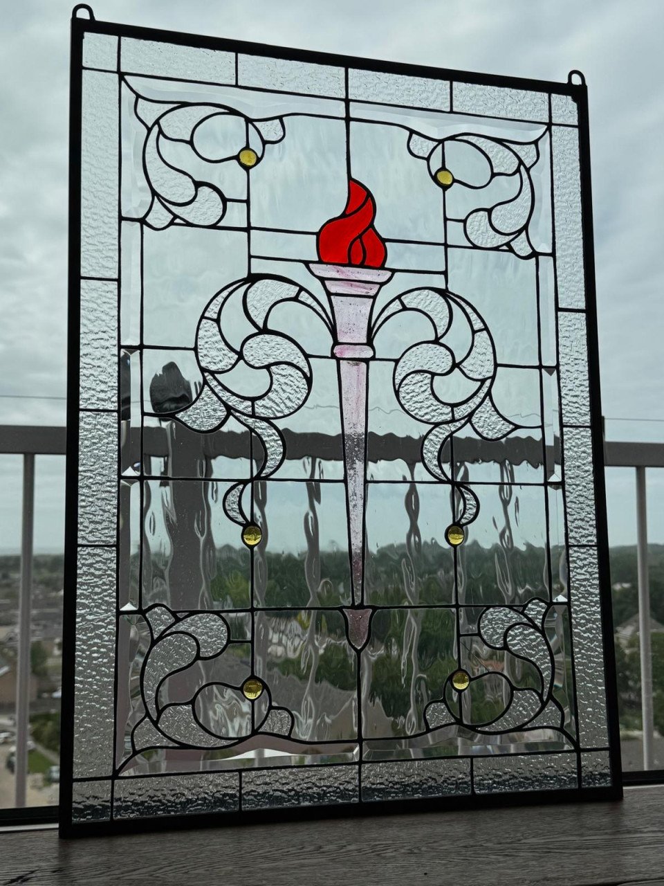Glas in lood Olympische fakkel.