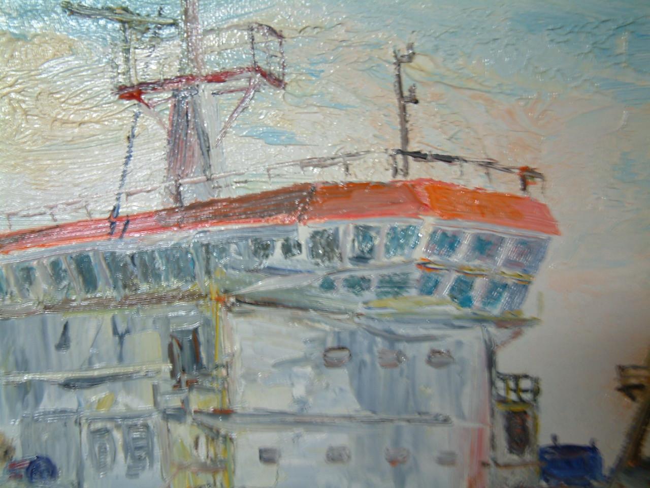 Opspuiten strand   60 x80 cm  jac Caljouw  schilderijen  Arnemuiden