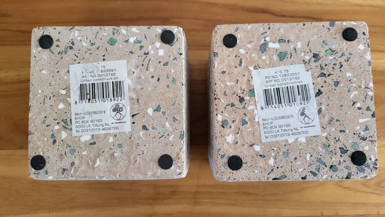 Set v 2 vierkante terrazzo bloempotjes 11 cm